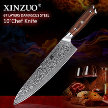 Load image into Gallery viewer, XINZUO 10&quot; inch Chef Knives Damascus Steel Professional Gyotou Knife Kitchen Chef Accessories with Rosewood Handle Kitchen Tools