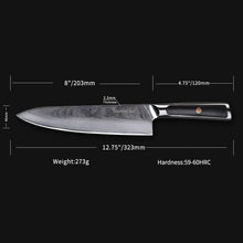 Load image into Gallery viewer, Sunnecko Profession 8&quot; inch Chef Knife Japanese VG10 Core Steel Blade Razor Sharp Damascus Kitchen Knives G10 Handle Meat Cutter